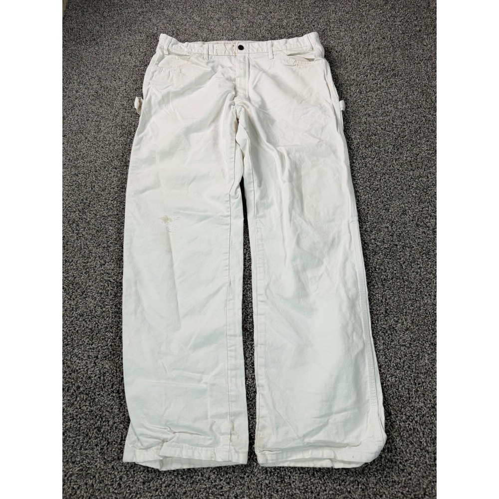 Vintage Y2K Dickies White Utility Painter Cargo Pants Men's Size 38X32 White